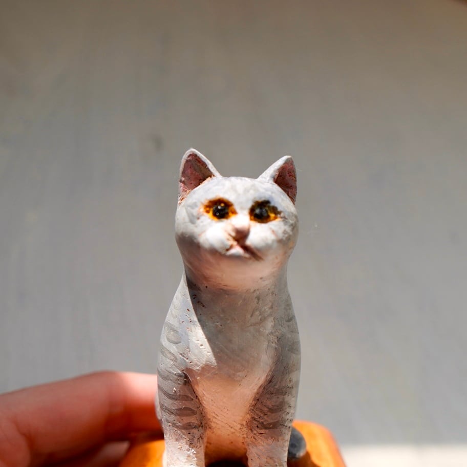 猫　木彫　「旅人」猫は時として旅をする b7bc00059fcfca52ac3ee43cb33b13