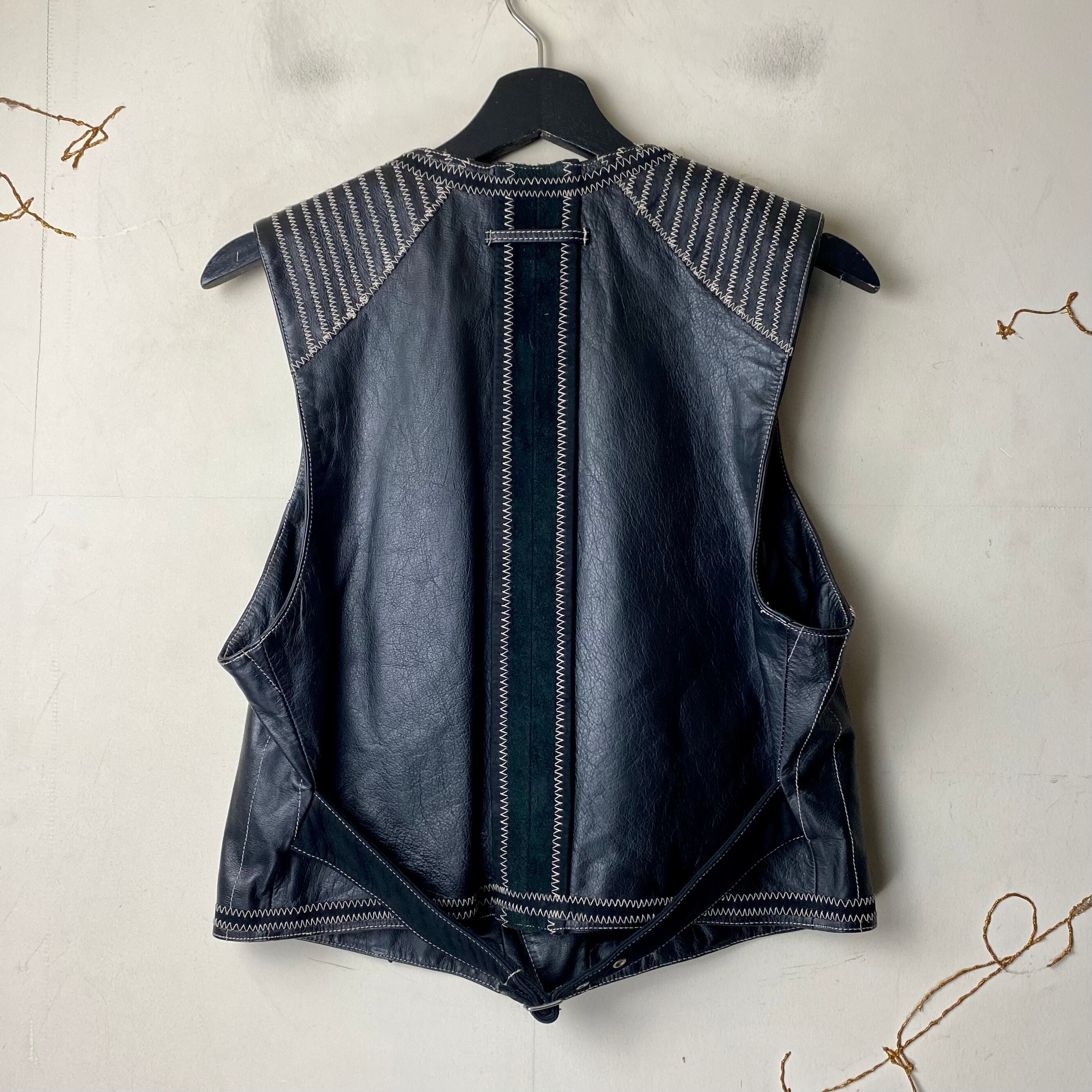 JEAN PAUL GAULTIER HOMME black leather vest | NOIR ONLINE