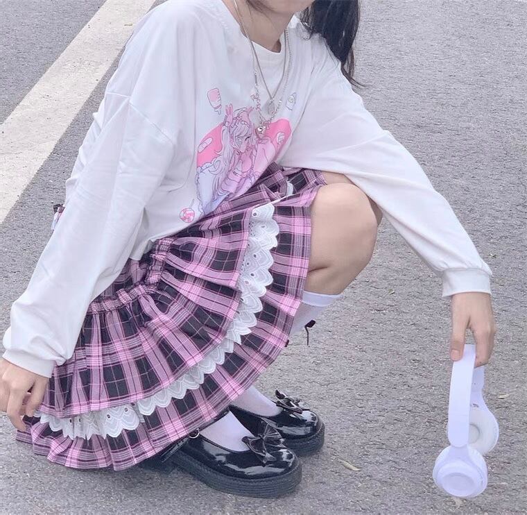 お取り寄せ】地雷パンク ピンク チェック スカート | Pay ID