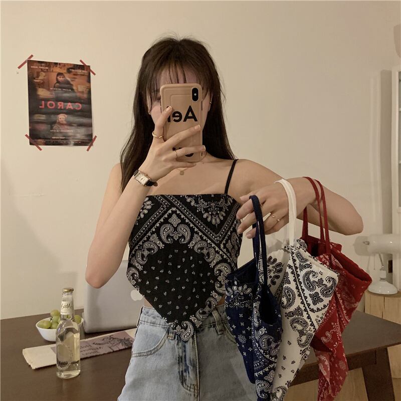 サマープリントトライアングルスカーフ ショートシャツ トップス 夏物 1号婦人90912975177