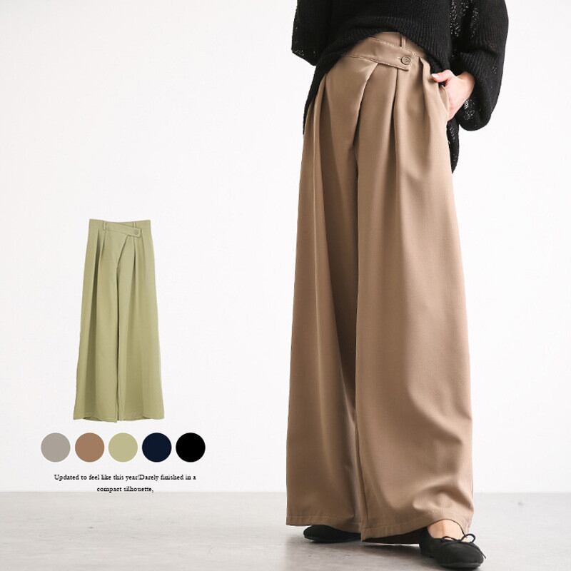 ワイドパンツ ins大人気 ロングパンツ 秋冬新作 ハイウエスト