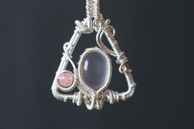 Rose quartz silver925 wirewrapping pendant