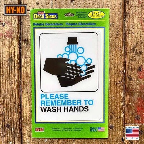 HY-KO PLEASE REMENBER TO WASH HANDS 手を洗いを忘れないで下さい 新型コロナ サインプレート 感染予防 看板 アメリカ