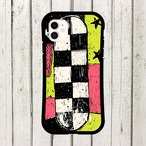 受注生産 iPhoneケース ネオンチェッカーのZINEコラージュ｜チェッカー柄 ZINE047A