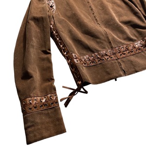 DOLCE&GABBANA lace-up design suede riders jacket