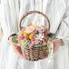 バスケットアレンジ　くすみピンク　プリザーブドフラワー　結婚祝い　誕生日　発表会　新築祝い