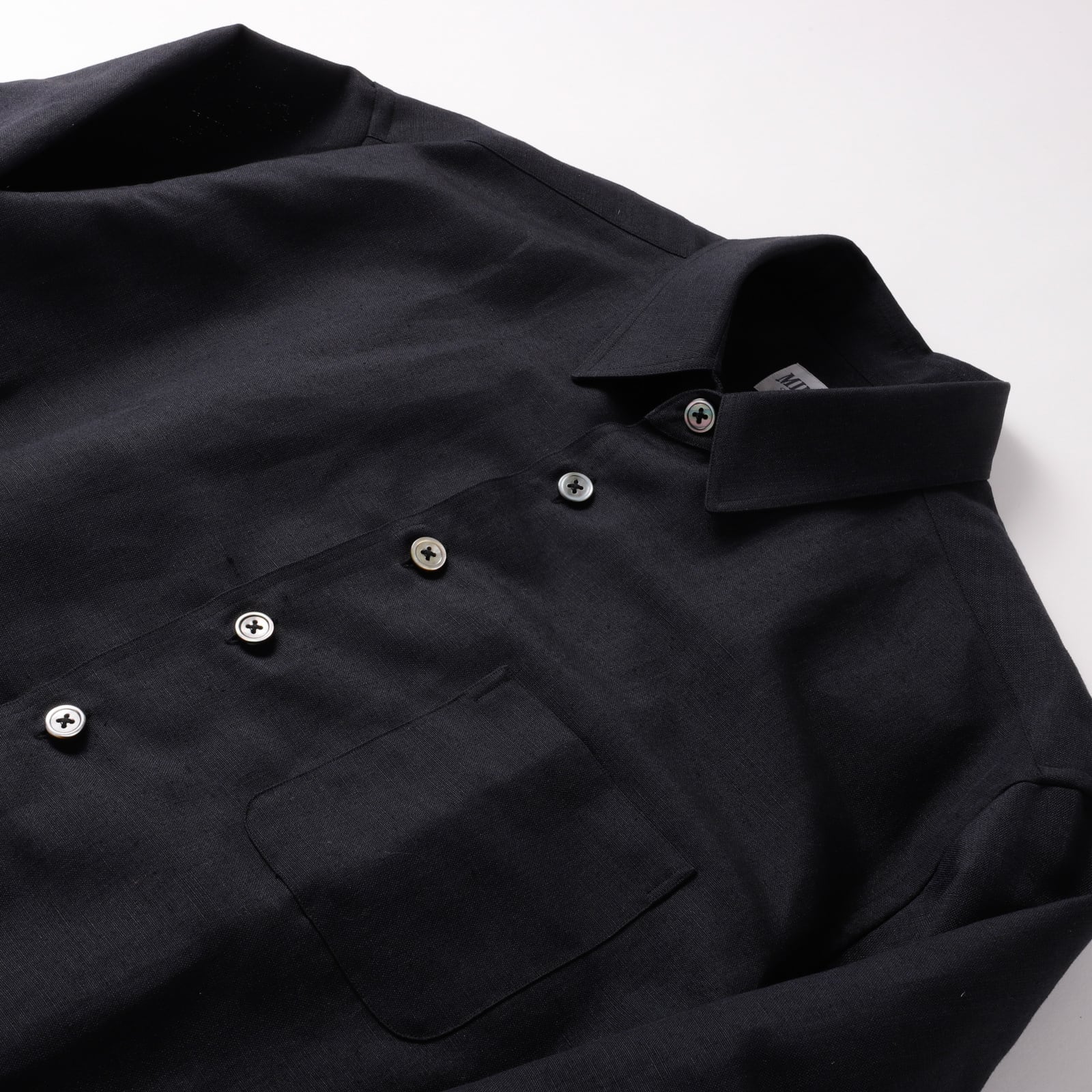 新品】MINTENS 1950s vintage summer wool shirts Black made in Italy