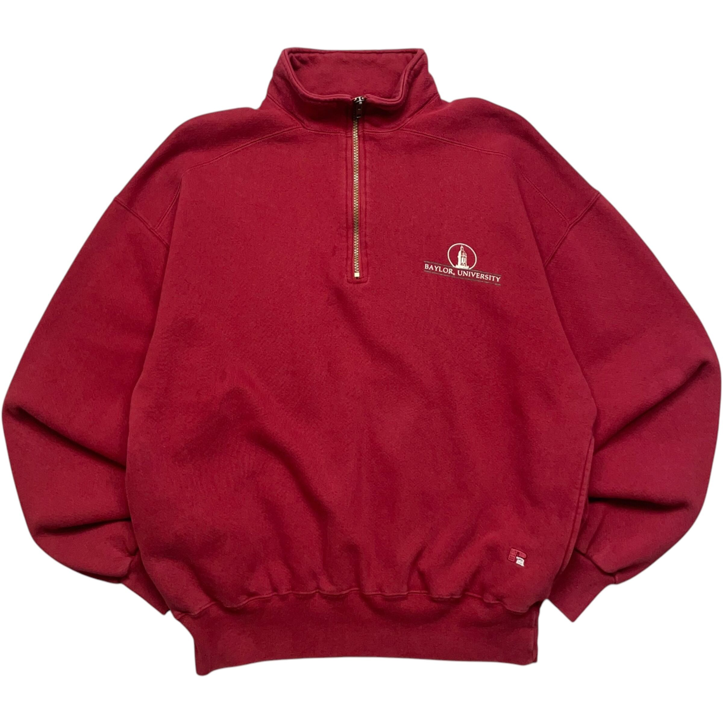 《L》 russell athletic ラッセルアスレチック ハーフジップ スウェット ベイラー大学 カレッジ USA製 90年代 vintage no.7047