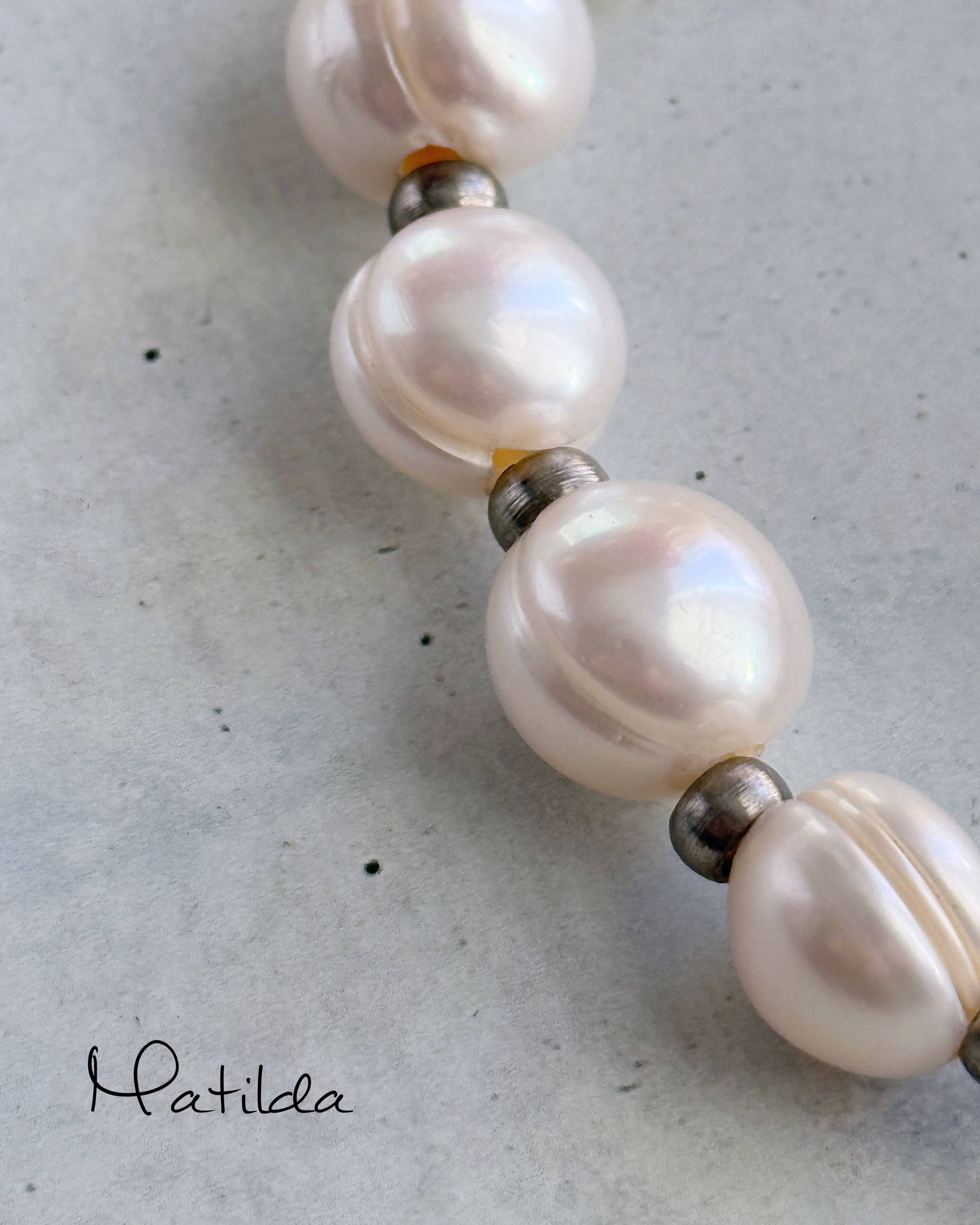 【再販】Chain & stone bracelet(淡水パール)