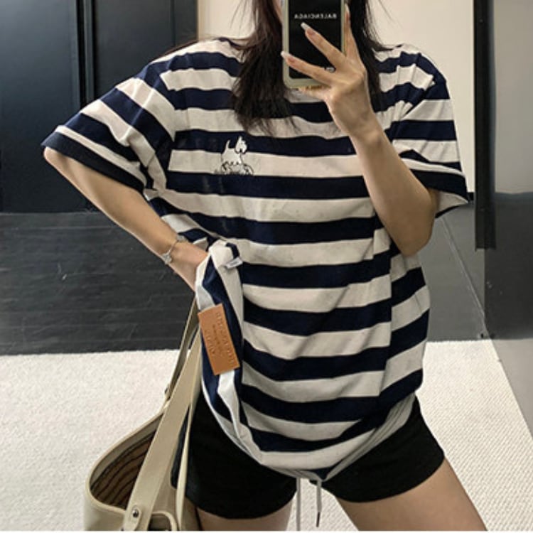 ボーダー 半袖 オーバーサイズ Tシャツ L60043