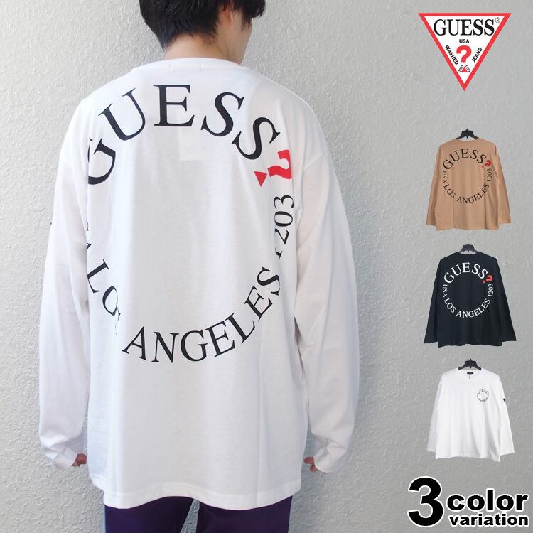 guess ロンt】 GUESS ゲス ロンT サークルロゴ オーバーサイズ Tシャツ