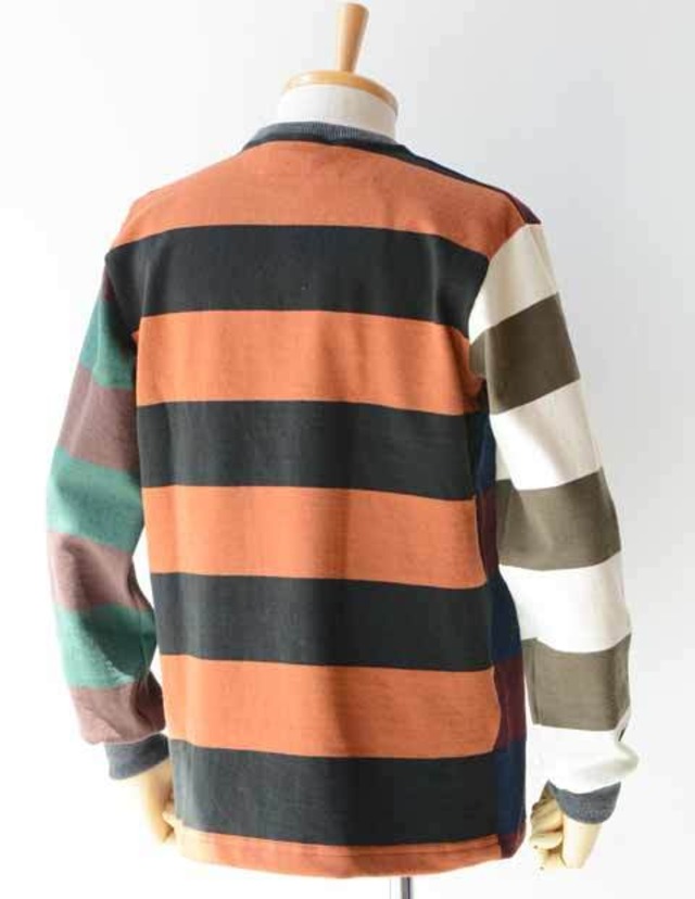 BARBARIAN(バーバリアン)長袖ボーダークレイジーパターンクルーネック(OFE-10)HAR/NVY/RUS/BLK