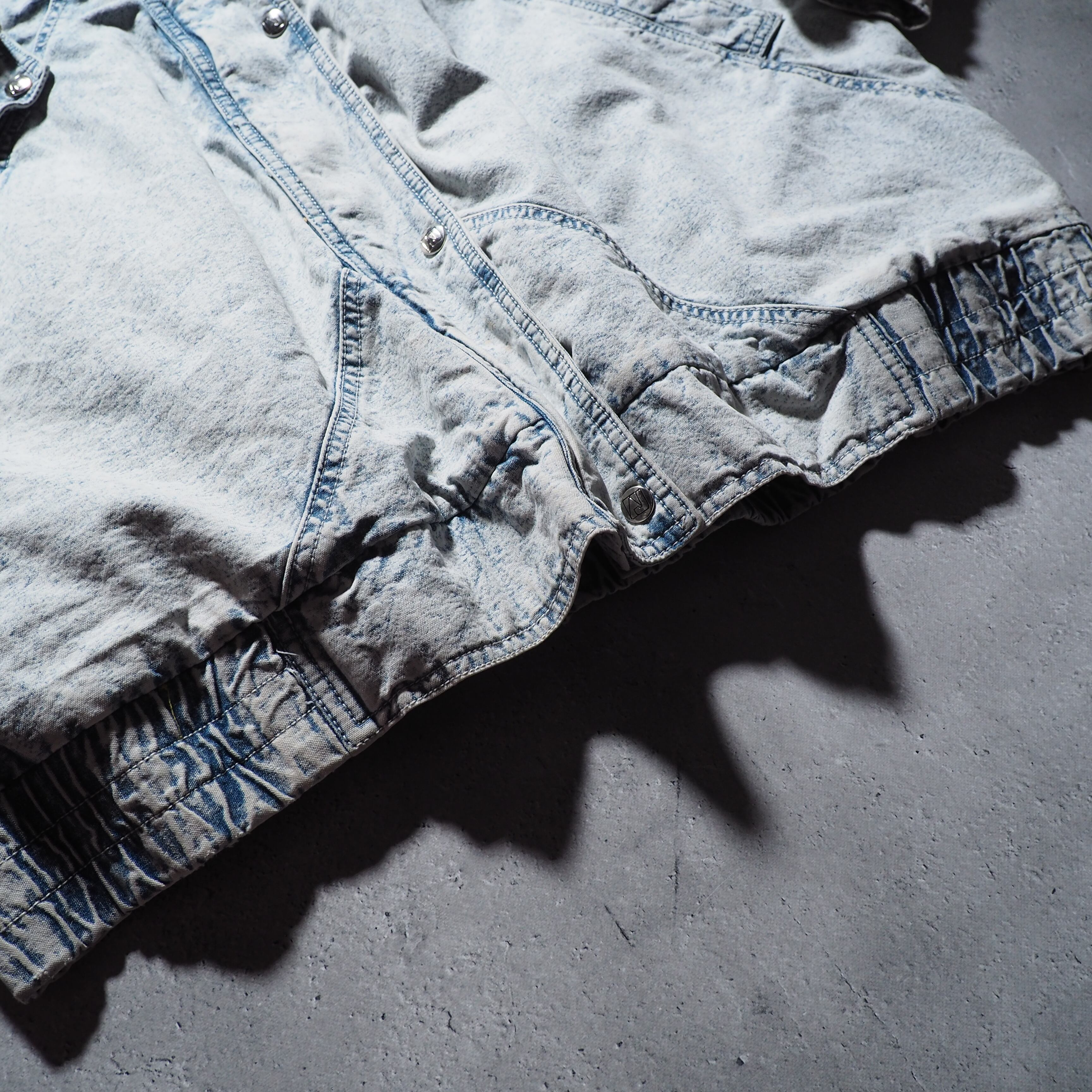 1990s High neck Deformation silhouette vintage loose Denim half coat