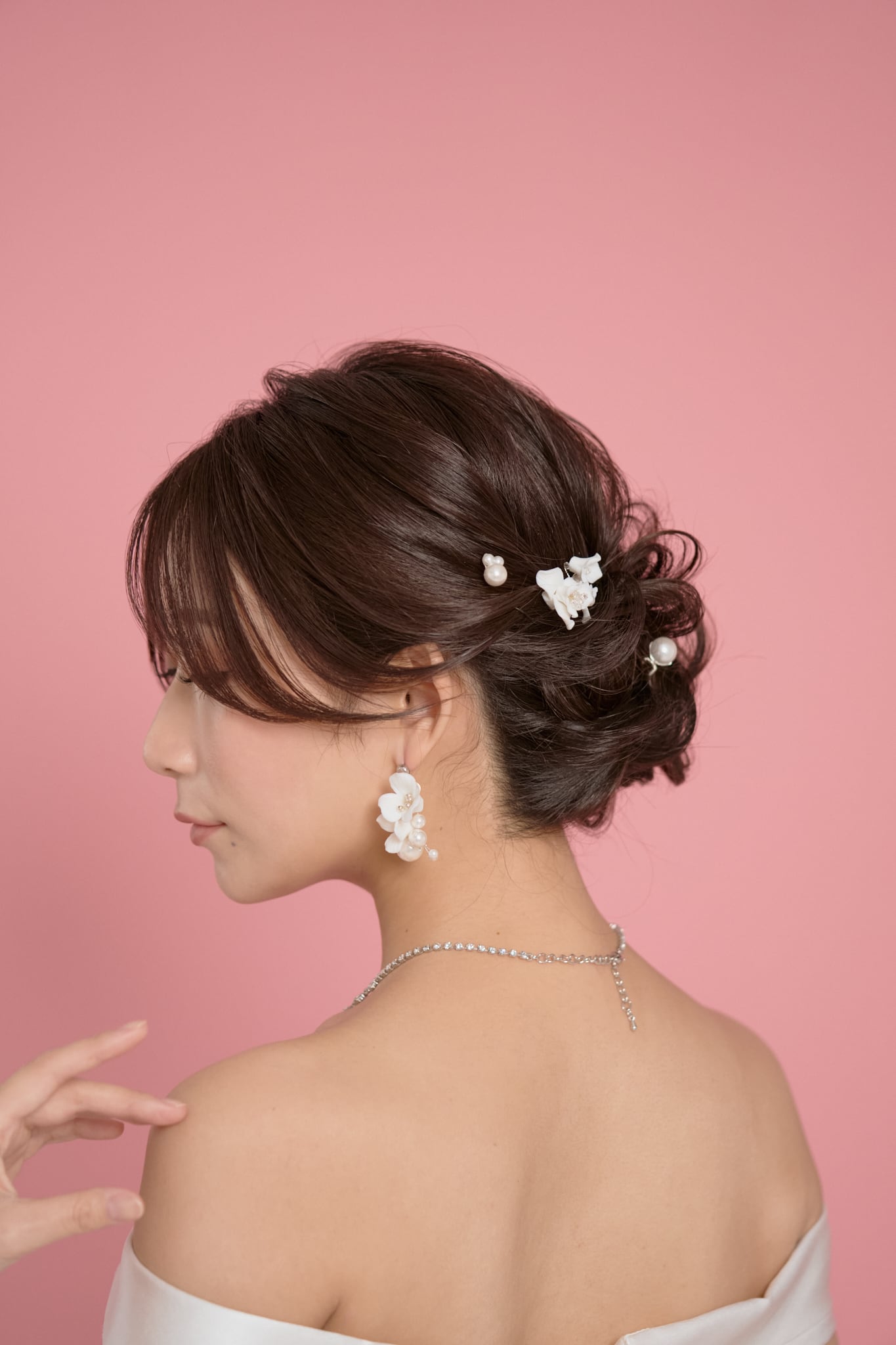 H-154 White Flowerヘアピンセット＜シルバー＞ | ウェディング