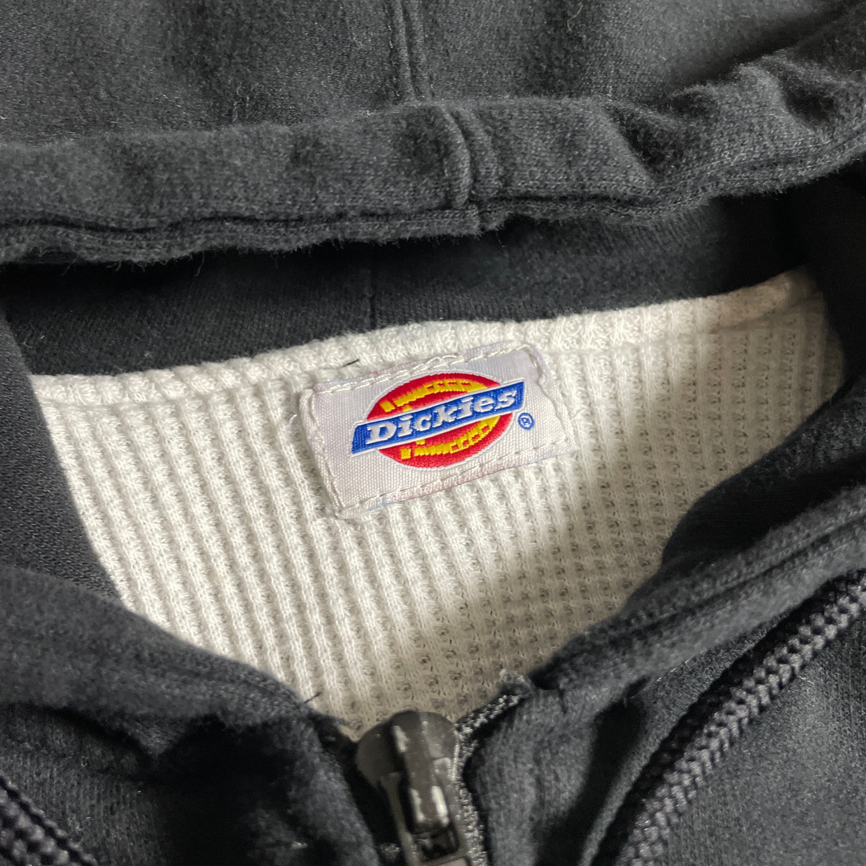 90s Dickies 裏サーマル ジップパーカー ダブルフェイス フェード 黒