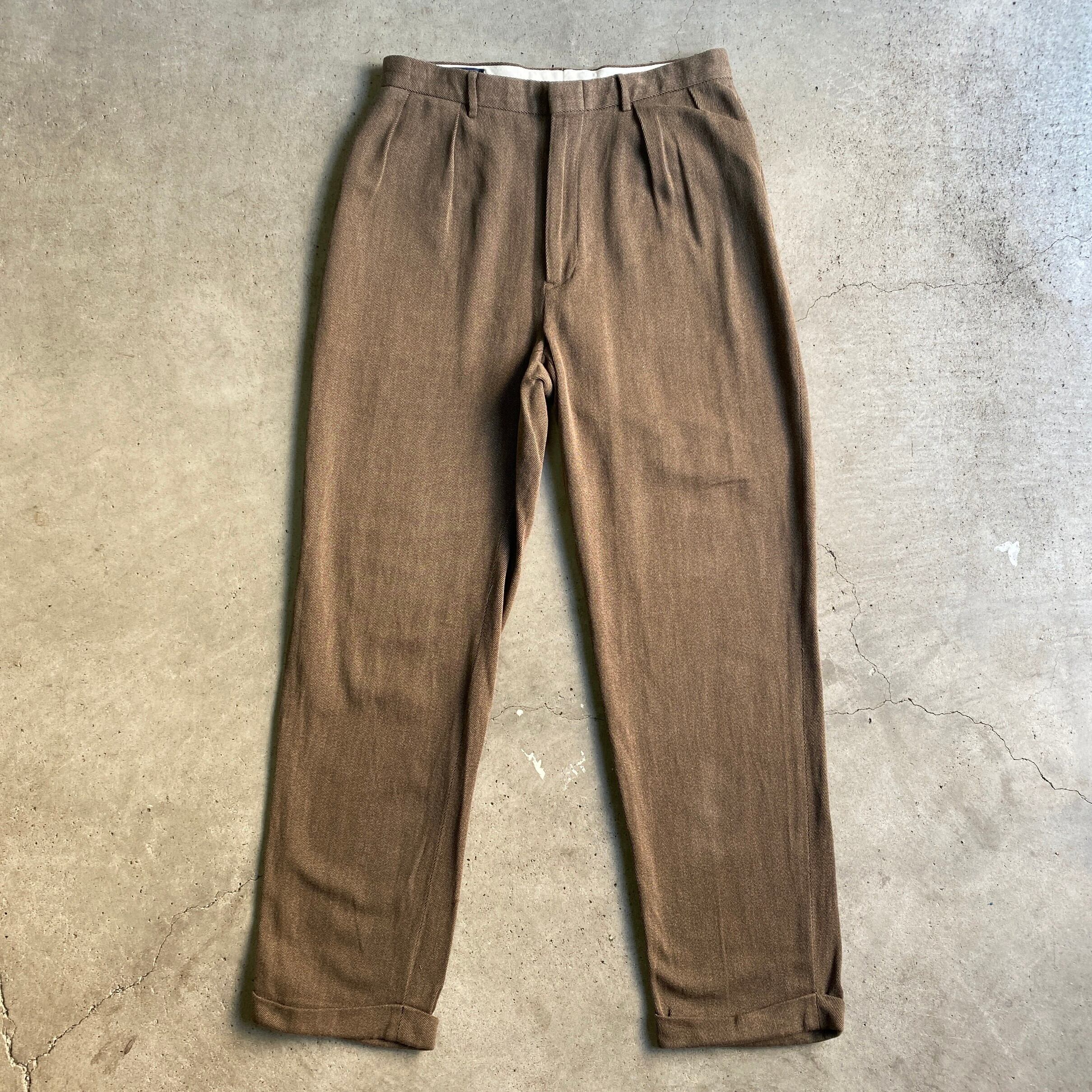 90年代 オールドラルフローレン 2タック コットンスラックスパンツ 