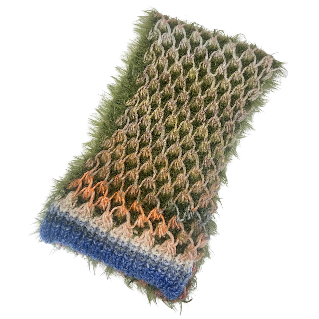 ナイロンウールミックス 手編み風グラデーションマフラー【244-0423】