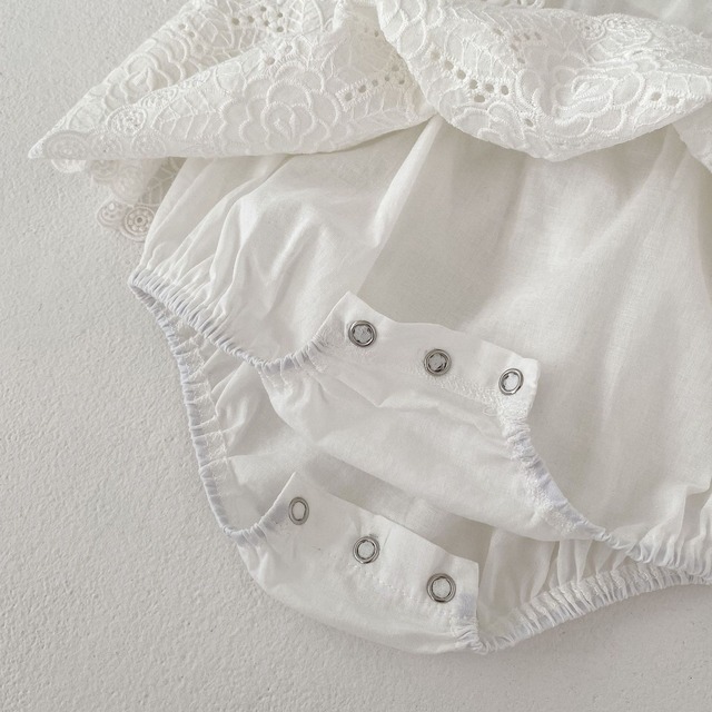 【BABY】パンチングレースフラワー刺繍ワンピースロンパース - 20