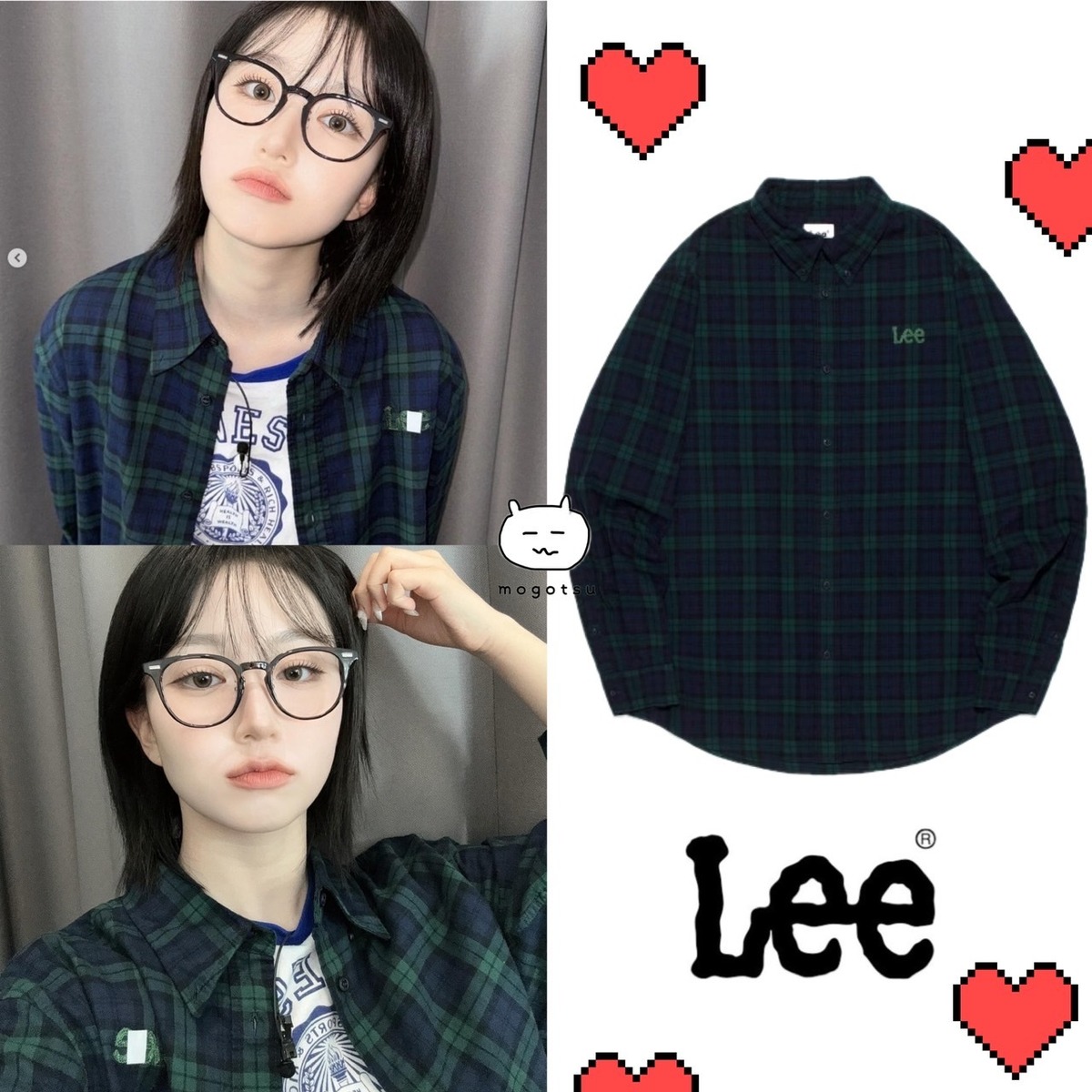 ☆NMIXX へウォン 着用！！【Lee】Check Origin Fit Shirt Green | もごつ
