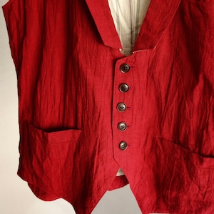 victorians linen waistcoat / victorian red