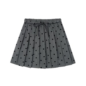 drawstring pleats dot pattern a-line skirt m0309