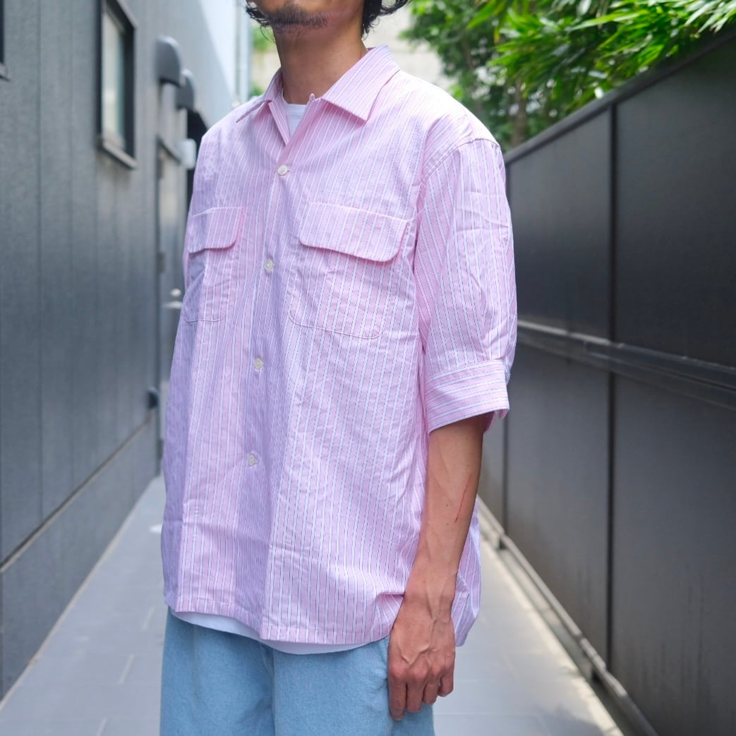 Sans limite(サンリミット)/ボックス大開襟五分袖ブロード-pink stripe