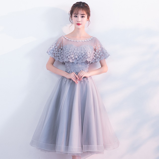 パーティードレス 結婚式 お呼ばれドレス 結婚式のお呼ばれ 20代 30代 40代 フォーマルドレス グレー パーティードレス 膝丈 大きいサイズ お呼ばれ ワンピース 二次会 結婚式 フォーマル オフショル 総レース 体型カバー