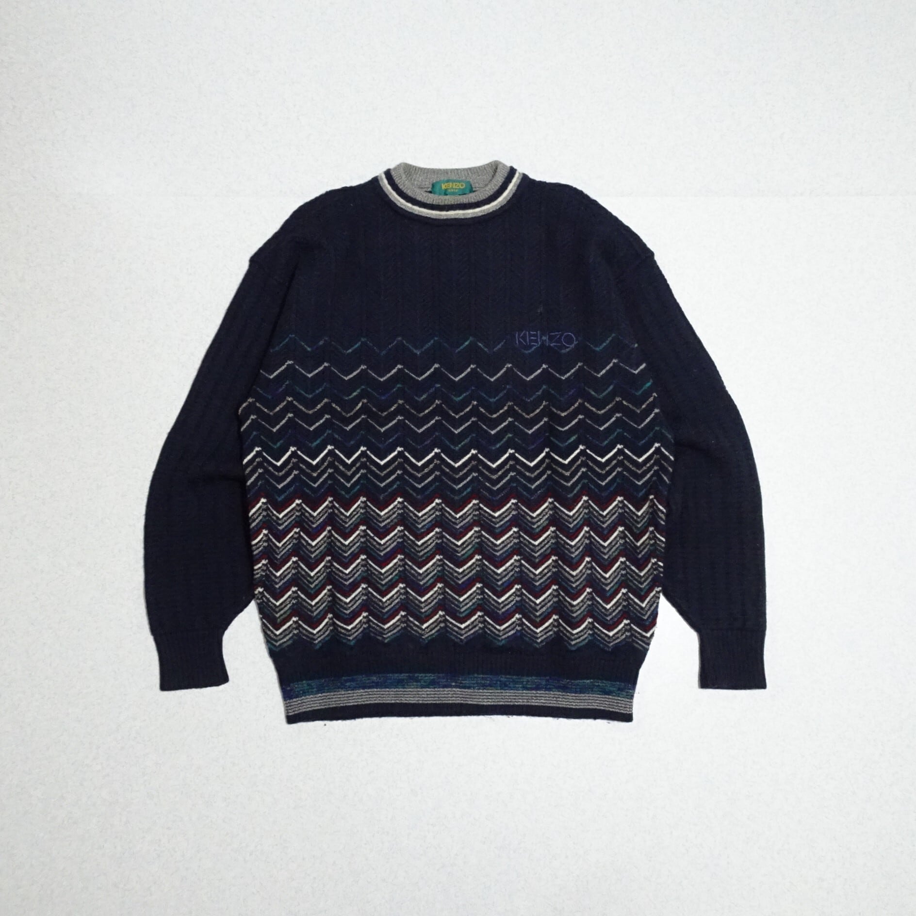 90s Vintage ケンゾーゴルフ KENZO ニット 刺繍 花 紫 日本製 【公式通販】