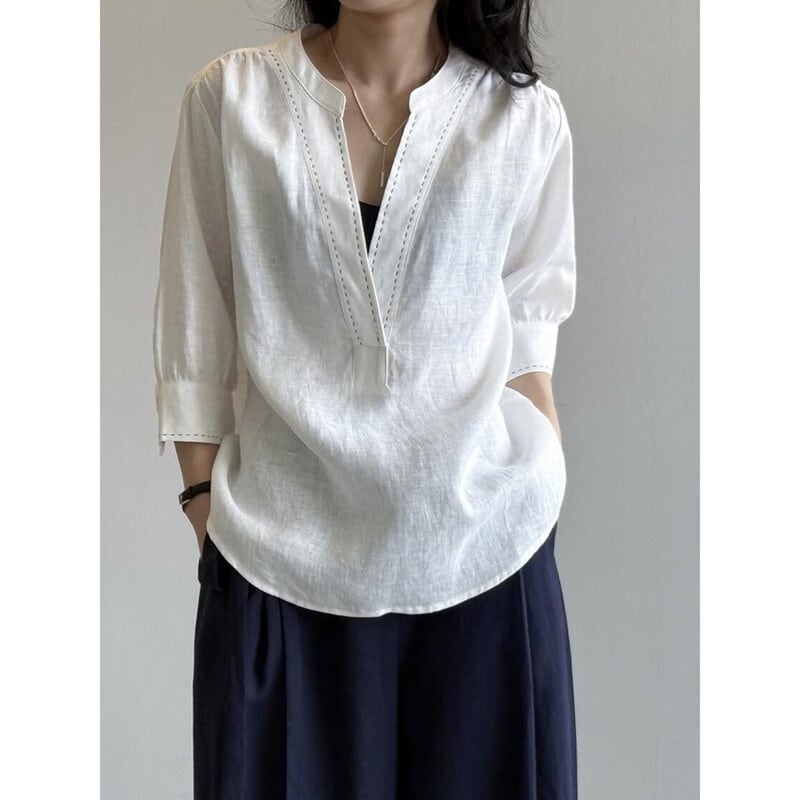 海外倉庫より即発送】collarless skipper shirt 103007 Lサイズ | riglow