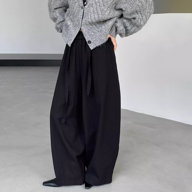 waist tie wide pants 13873