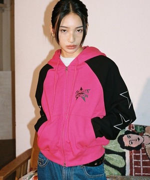 [CAVISH] W RAGLAN BLOCK ZIP UP HOODIE PINK(CV2ESFM480A)