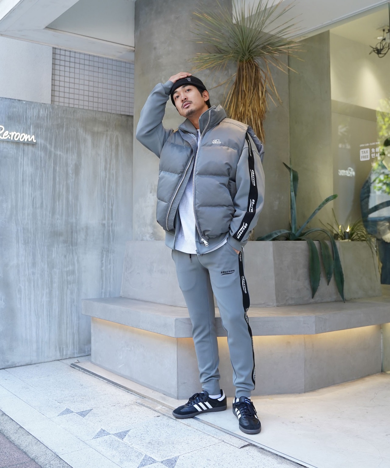 【#Re:room】LOGO SIDE LINE SKNNY TRACK PANTS［REP233］