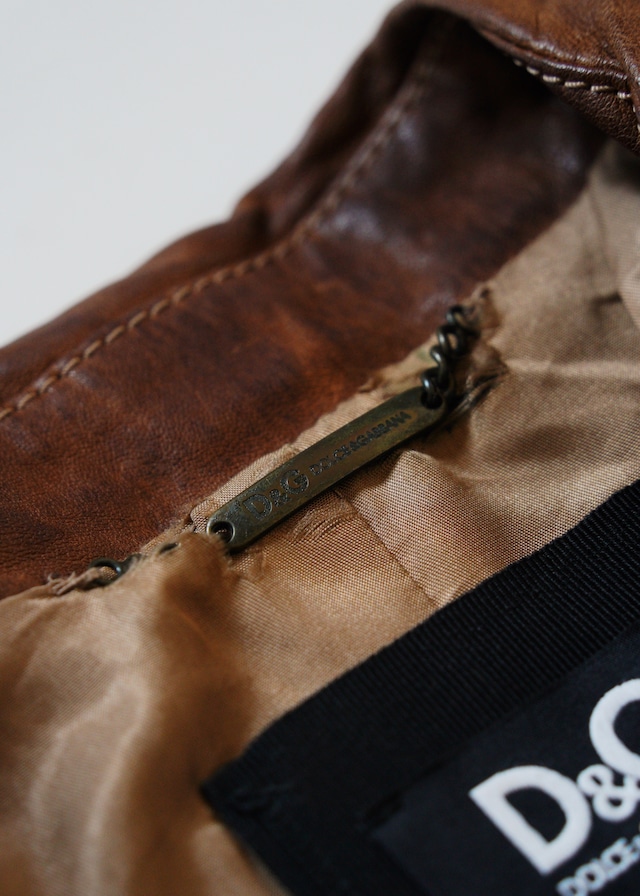 DOLCE&GABBANA lamb leather zip up jacket