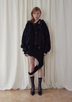 [BOHEMSEO] HOOD DETACHABLE JERSERY ZIP UP, BLACK 正規品 韓国ブランド 韓国通販 韓国代行 韓国ファッション BOHEMIAN SEOUL ボヘミアンソウル 日本 店舗