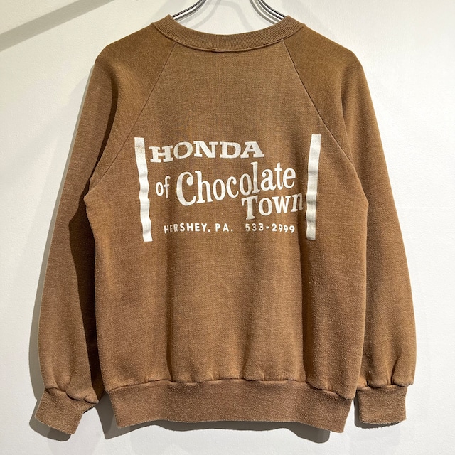 70s HONDA Sweat 70年代 ホンダ スウェット 両面プリント 綿ポリ ブラウン M