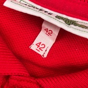 70s 80s CHEMISE LACOSTE シュミーズ ラコステ 文字ワニ 鹿の子長袖 ポロシャツ 42/レッド メンズ