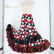 フラメンコ 衣装 ソニアジョーンズ SONIA JOHNES ファルダ スカート ボランテ フリル 薔薇 花柄 ドット 水玉 豪華 ダンス パーティ 発表会 赤 黒 白 ブラック系 レッド系 ホワイト系 フラメンコスカート 薔薇柄 ボランテフリル おしゃれ レディース ダンス衣装 パーティー用 大人用 Sサイズ ブラックドット 赤バラ エレガント
