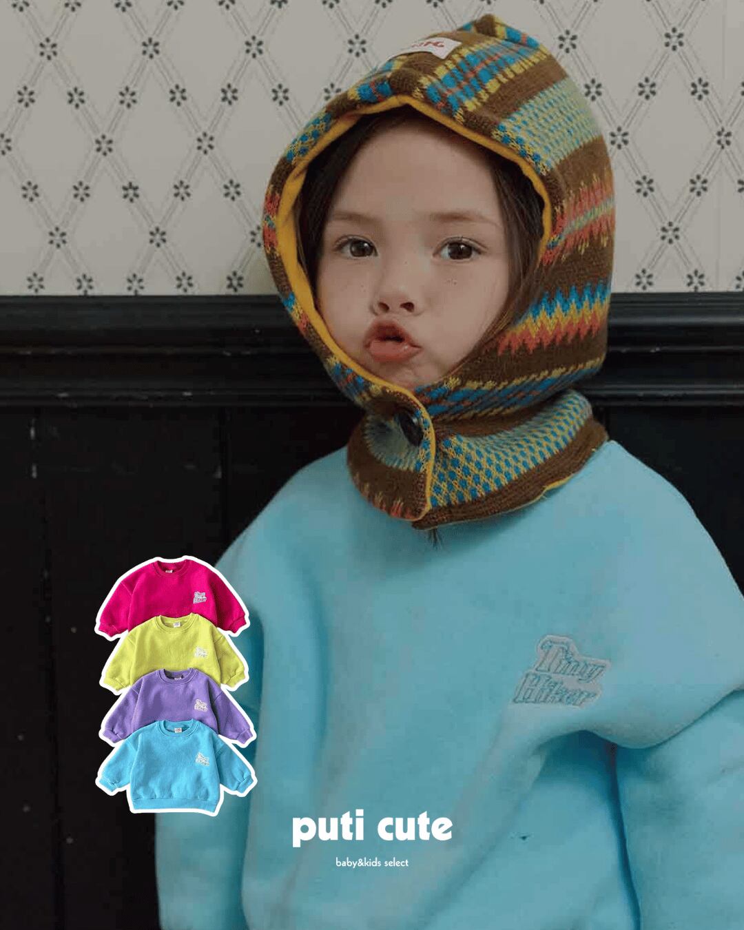 80-120 ꒰ 予約 ꒱ Tiny embroidered sweatshirt / Tiny hiker ⸝⋆