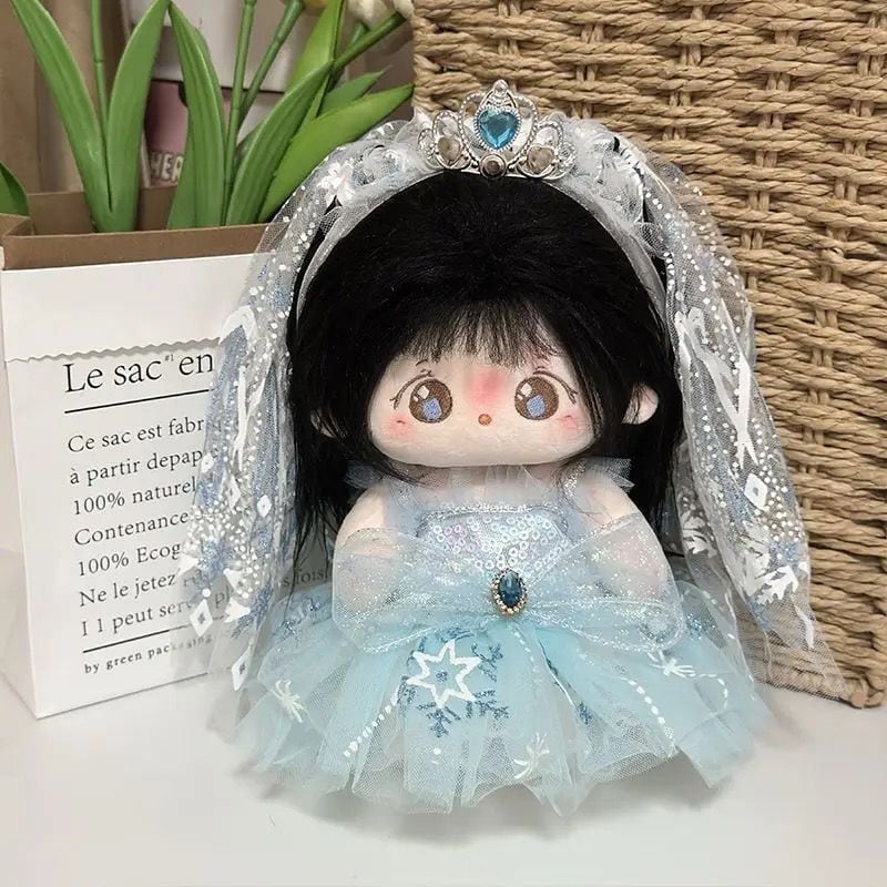 20cmぬいぐるみ用 氷雪プリンセス風 雪の結晶 チュールワンピース