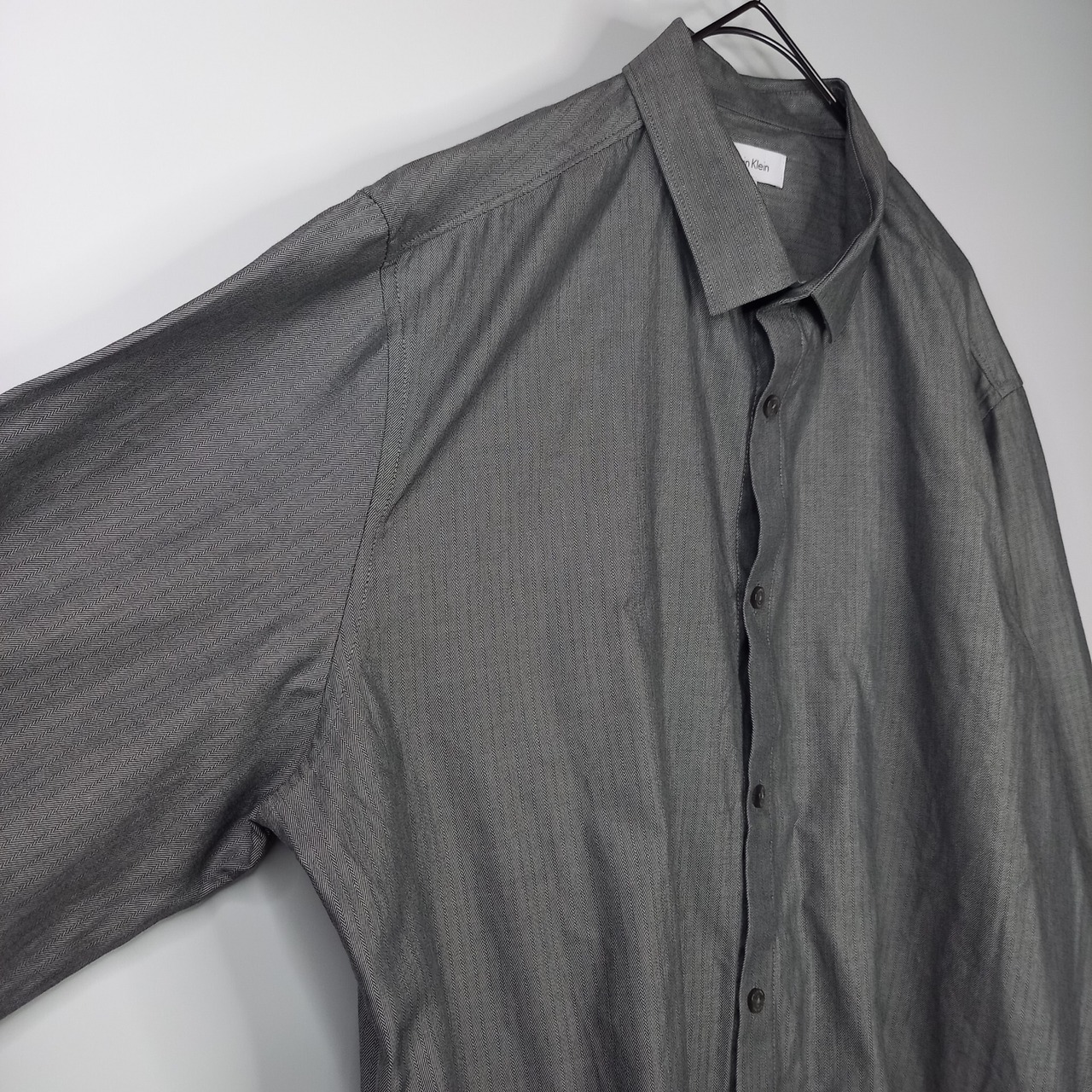 カルバンクライン　シャツ　長袖　無地　グレー　L