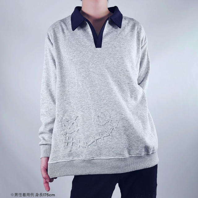 FACE EMBOSS PULLOVER【杢グレー】