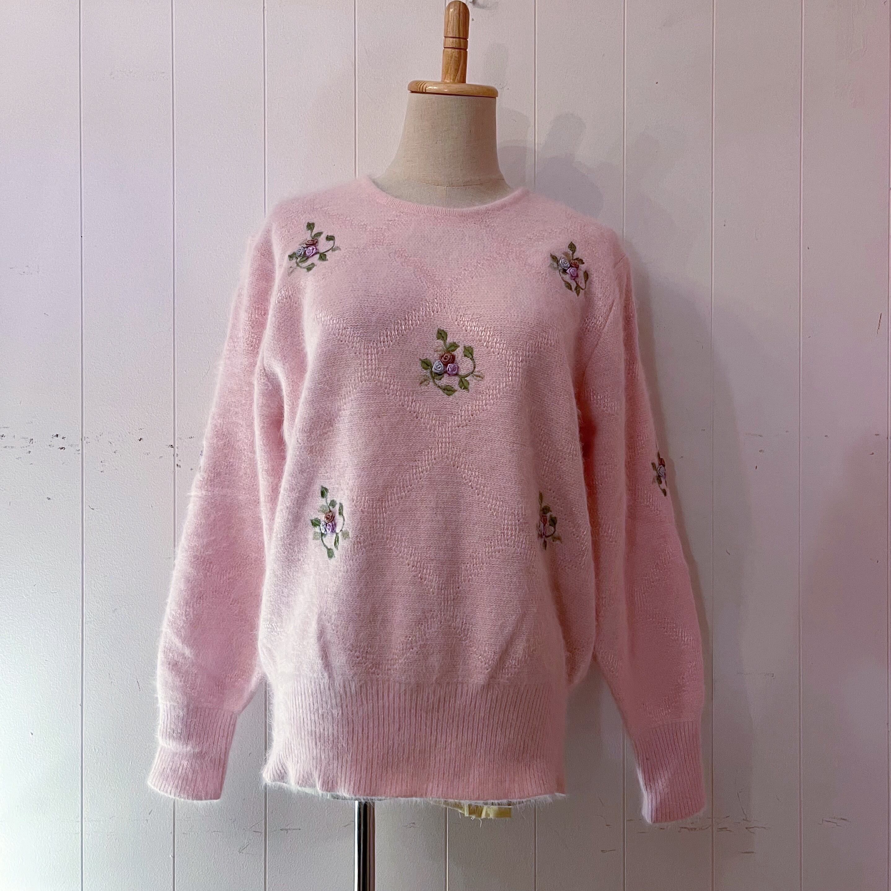 baby pink rose angora knit sweater