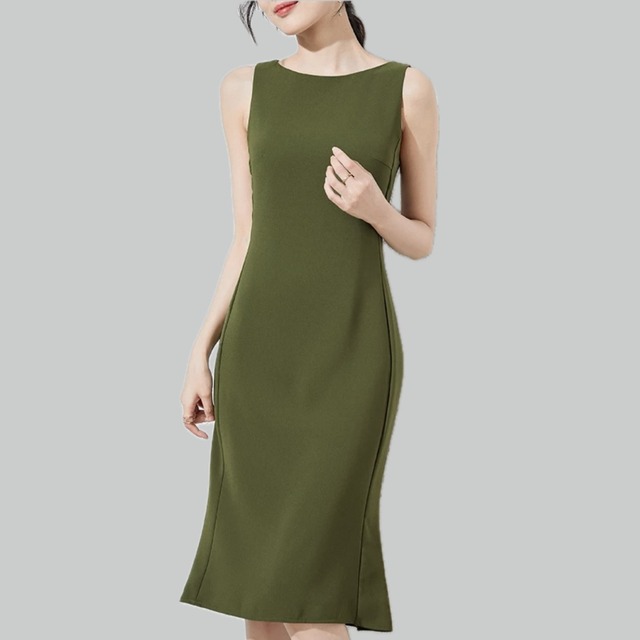 Sleeveless mermaid simple tight dress　00078