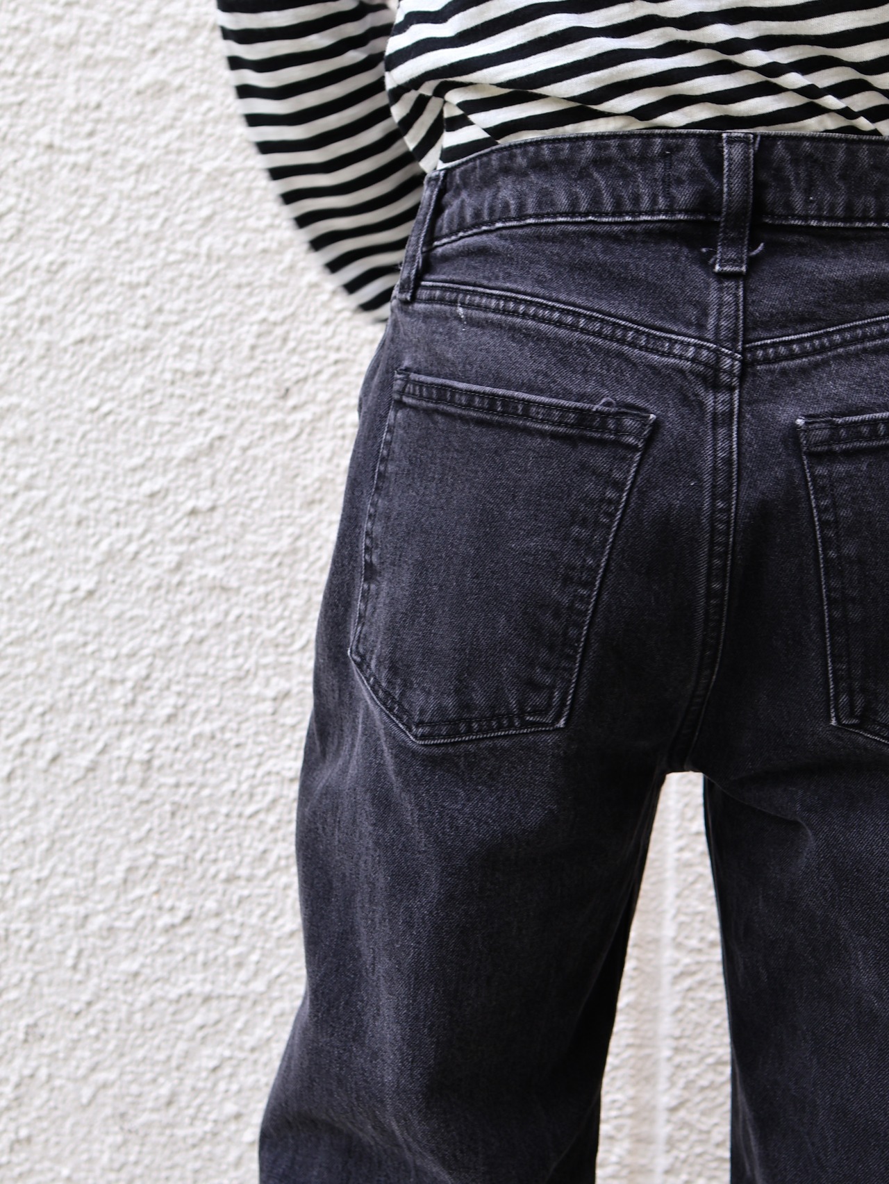 tapered black denim pants