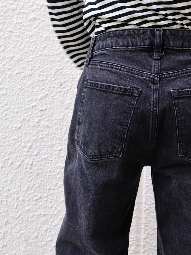 tapered black denim pants