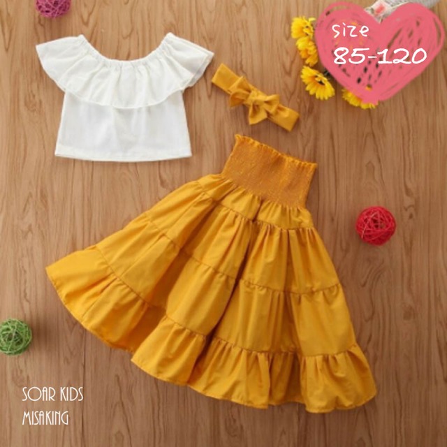 アウトレット 送料無料 マスタードロングスカートセットアップ 女の子 海外子供服 春夏