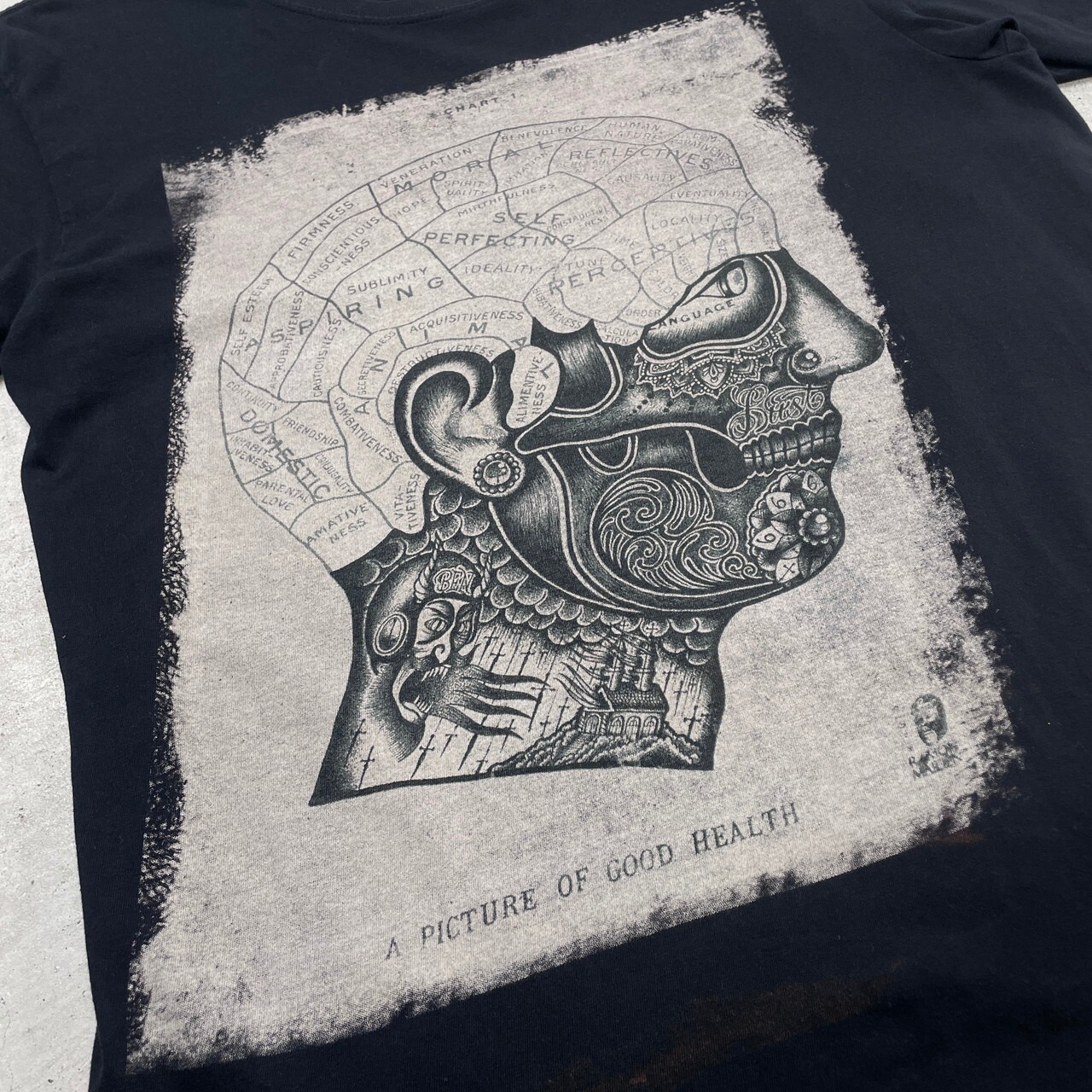 LIFE CLOTHING CO 解剖図 アート プリントTシャツ メンズM 古着 黒色 