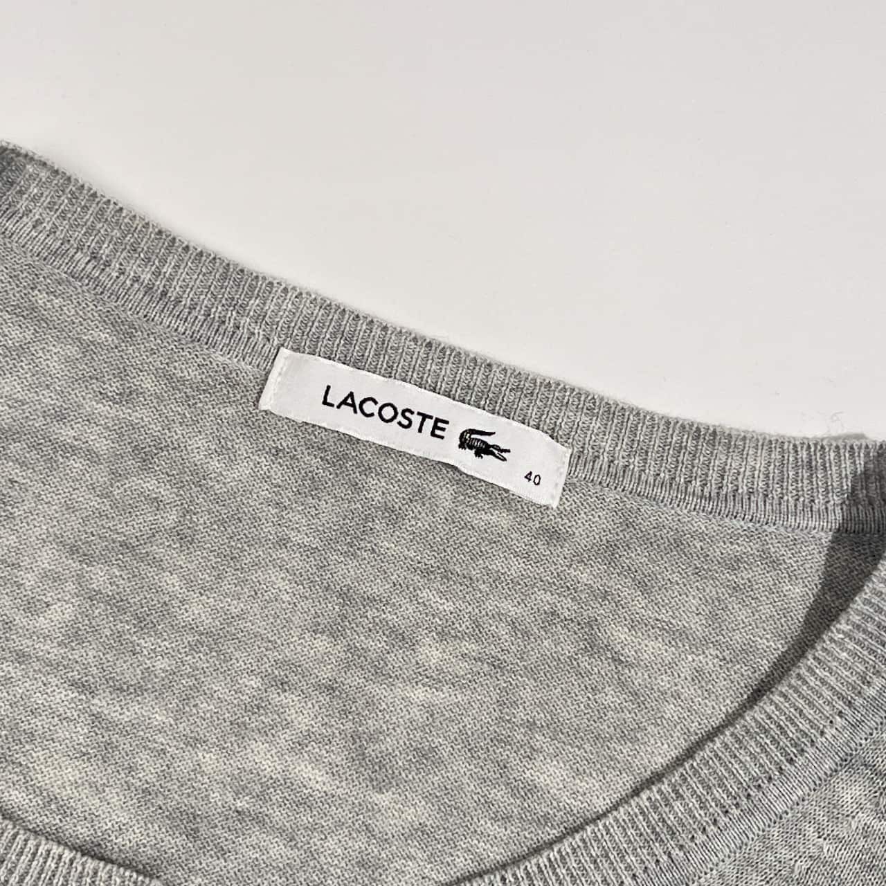 LACOSTE ラコステ コットン ニット カーディガン 40/グレー系 レディース カジュアル ハイゲージ