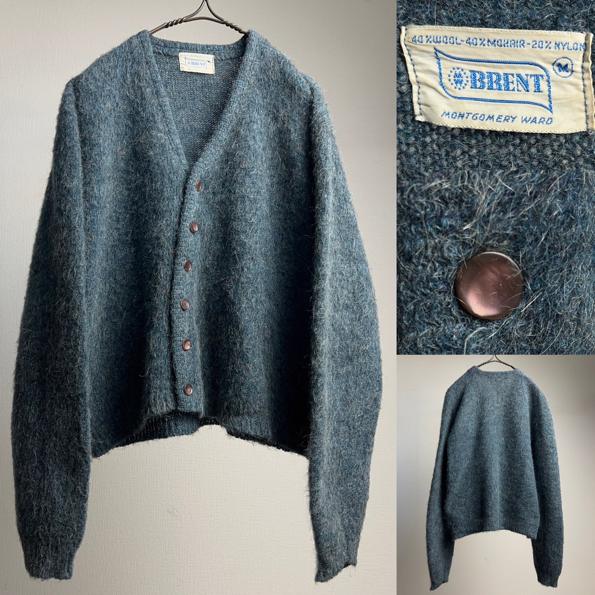 60's~ BRENT Mohair Knit Cardigan SIZE M 60年代 70年代 モヘアニットカーディガン  ロングヘア【1000A91】【送料無料】