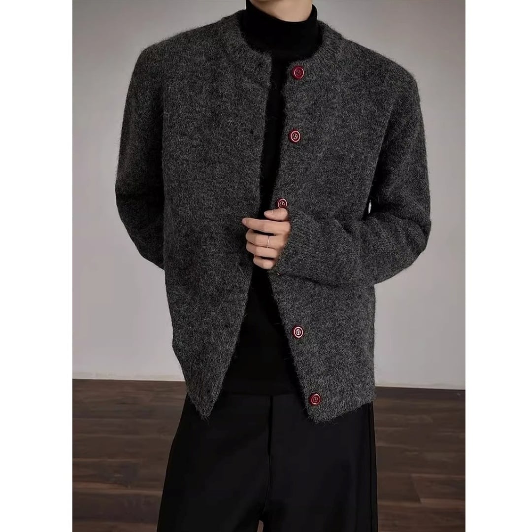 カラーボタン ボトルネックニットカーディガン 2カラー D12164